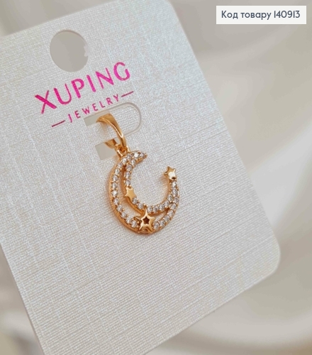 Кулон, "Молодая луна и звезды" с камнями, 1,5см, Xuping 18K 140913 фото 2