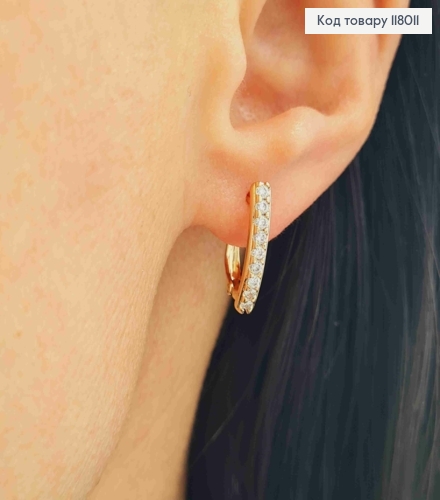 Серьги украшены Блестящими камешками, 1,7см, английская застежка, Xuping 18KСерьги украшены Блестящими камешками, 1,7см, английская застежка, Xuping 18K 118011 фото 2