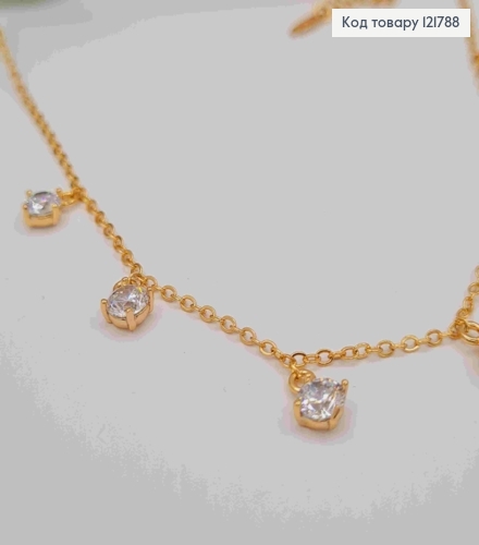 Цепочка ЯКОРНОЕ плетение с подвесными Блестящими камешками, длина 41+5см, Xuping 18K 121788 фото 2