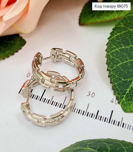 Серьги родованные, кольца "Плетеная Цепочка" диам. 2см, Xuping 181075 фото 2