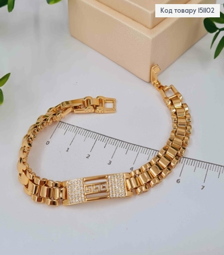 Браслет с пластиной Версаче с камешками, длина 17+2см, Xuping 18К. 151102 фото 2