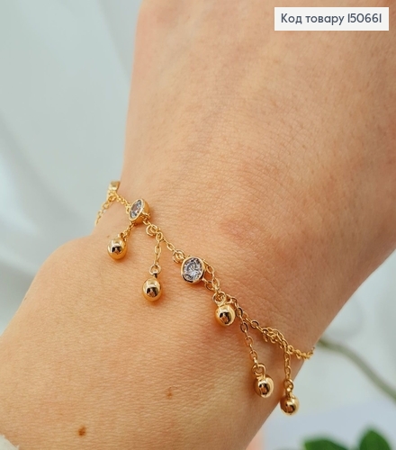 Браслет "Праздничный" с камнями 2мм, длина 19+4см, Xuping 18К 150661 фото 2
