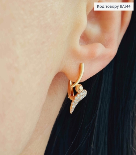 Серьги "Рatience" с камешками, дл. 2см, англ. застежка, Xuping 18K 117344 фото 3