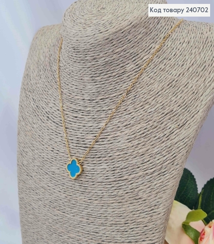 Цепочка из Van Cleef, двусторонний Синий-Черный, 43+5см, лимонного цвета, сталь Stainless Steel 240702 фото 2