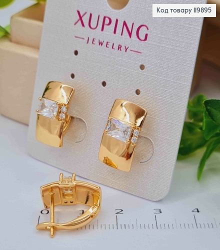 Сережки з Блискучим каменем, 1,5см, англійська застібка, Xuping 18K 119895 фото 2
