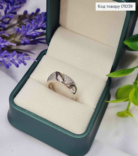 Кольцо родованное украшено Блестящими камнями, Xuping 171039 фото 3