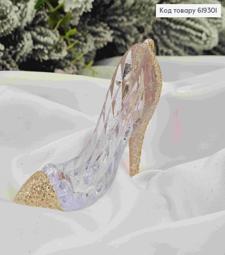 Новогодняя фигурка ТУФЛЯ "ХРУСТАЛЬ" КАПУЧИНО (11см длина), Украина 619301 фото 4