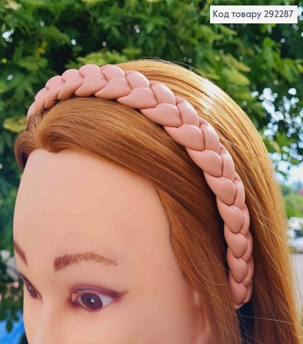 Обруч из экокожи, плетеный косичка, розового цвета, шир. 2см 292287 фото 3