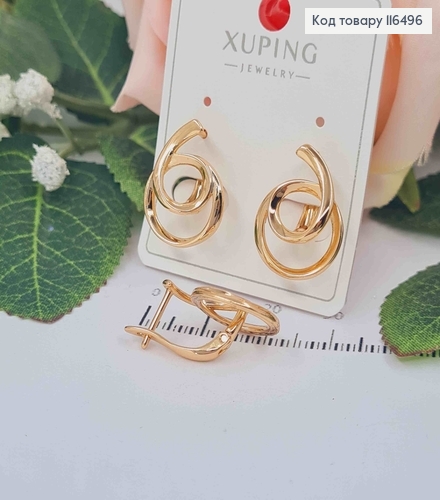 Серьги "Три Ромба", 1,9см. англ. зам. Xuping 18К 116496 фото 2