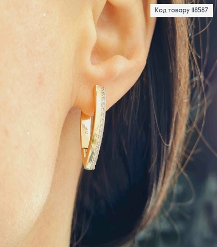 Серьги "Стрели" с Блестящими камешками, 1,9см, английская застежка, Xuping 18К 118587 фото 2