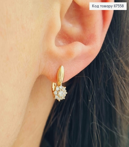 Серьги "Нежный Цветок", с блестящими камешками,1,3см, англ. зам, XUPING 18K 117558 фото 3