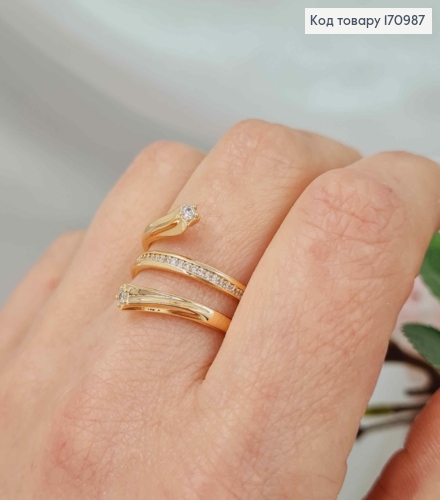 Кольцо "Спираль Жизни" с камнями, Xuping 18К 170987 фото 2