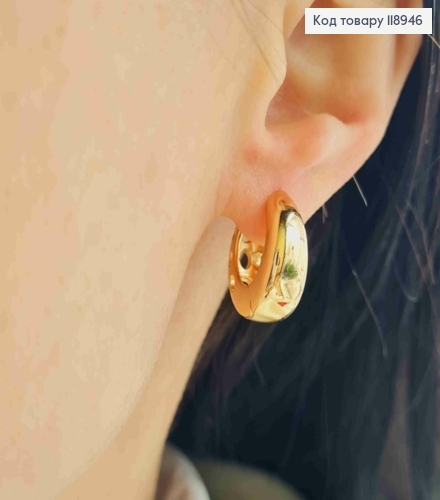 Серьги кольца расширены вниз, диаметр 1,7см, Xuping 18K 118946 фото 2