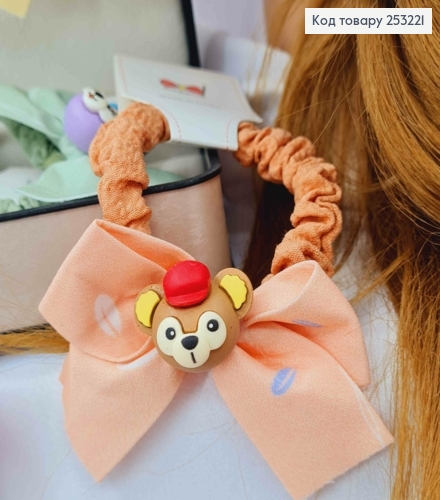 Резинка дитяча, жатка, з ТВАРИНКАМИ та БАНТИКОМ (7*5см), діаметр 6см, кольори в асортименті 253221 фото 2