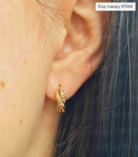 Серьги "Бесконечность" с Блестящим камешком, 1,3см, английская застежка, Xuping 18К 117668 фото 3