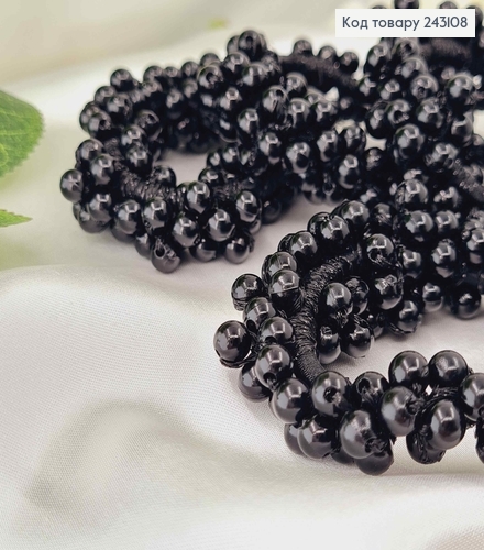 Резинка 7,5см  з пришитими  бусинками ЧОРНІ  в асортименті 243108 фото 2