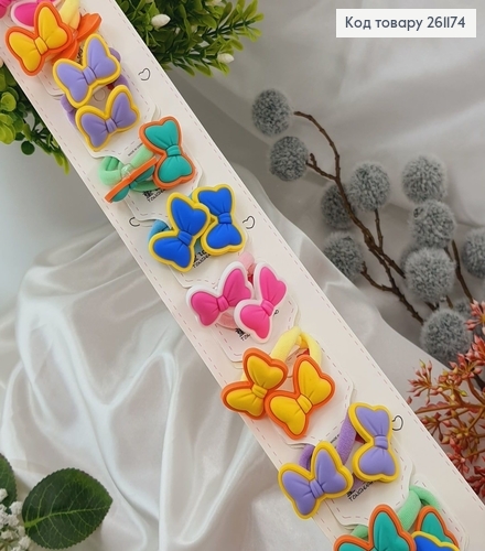 Резинка детская "Цветные бантики" 20шт.\уп. в ассорт. 261174 фото 2