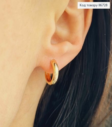 Сережки кільця 1см, класичні , Xuping 18К 116728 фото 2