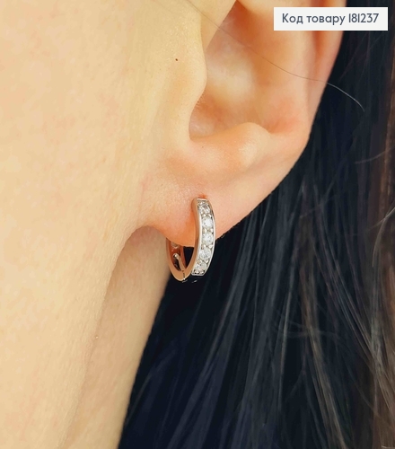 Серьги кольца родованные, 1см, "Пять камешков", Xuping 181237 фото 2