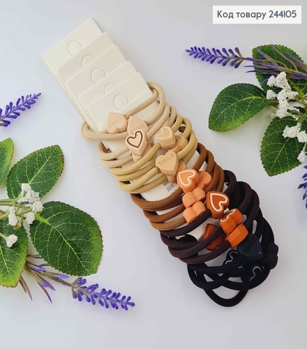 Набір резинок (5,5см) 2шт "Серце", коричневі тони в асортименті 244105 фото 2