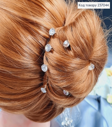 Заколка рогач Прозорий КАМІНЕЦЬ 0,7см (срібного кольору) 237044 фото 3