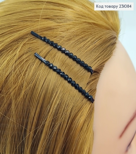 Невидимка металл 5,7 см черная с камнями 20 шт / уп цена за уп. 231084 фото 2