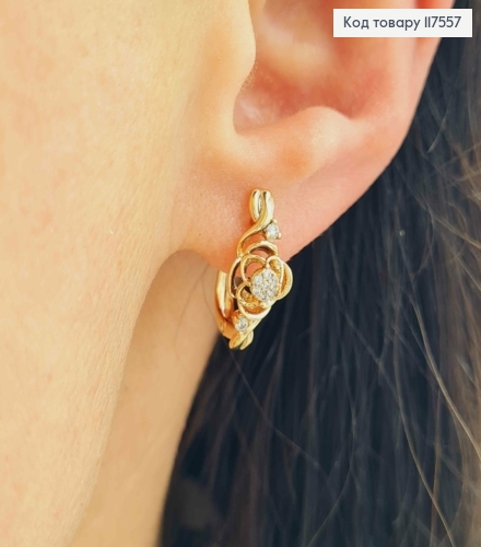 Серьги "Цветок Надежды", украшенные блестящими камешками,1,6см, англ. зам, XUPING 18K 117557 фото 2