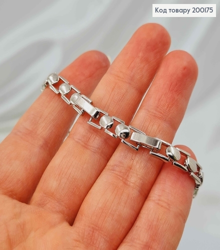 Браслет родимый, с квадратным якорным плетением и овальными вставочками, шир. 6мм, дл. 19см, Xuping 200175 фото 2