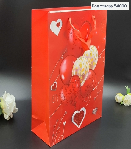 Пакет бумажный большой LOVE с сердечками 41х30 см, в ассорт. 541090 фото 2