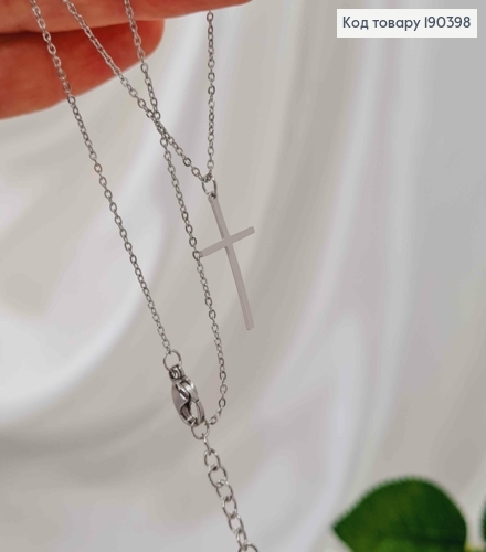 Цепочка родовая 43+5,см, якорное плетение, с подвеской тоненьким крестиком, 2см Xuping 190398 фото 2