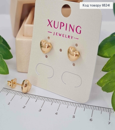 Серьги гвоздики "СЕРДЦЕ", 0,7см, Xuping 18К 118241 фото 2