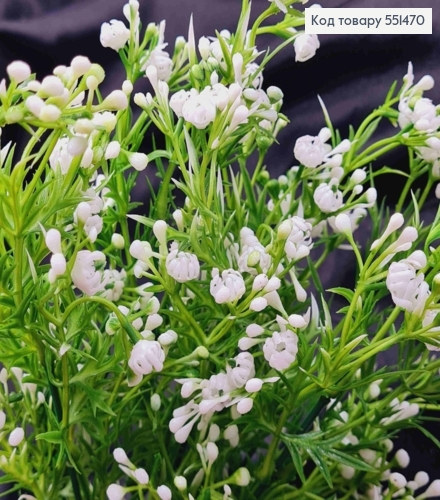 Искусственная композиция с мелкими цветами, белого цвета, 7 веточек на металлическом стержне, высота 36см. 551470 фото 2