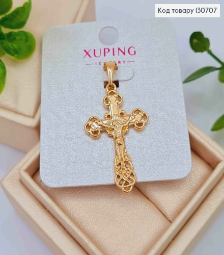 Крестик "Спаси и Сохрани" с Распятием резной, 3,1*2см, Xuping 18К 130707 фото 2