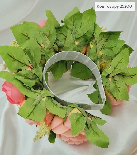 Обруч-віночок розкішний з Рожевими Трояндами, ручна робота, Україна 287034 фото 3