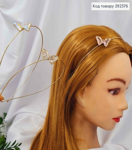 Обруч метал Золотого кольору, "МЕТЕЛИК" (3*2см) з камінців в асортименті 292376 фото 3