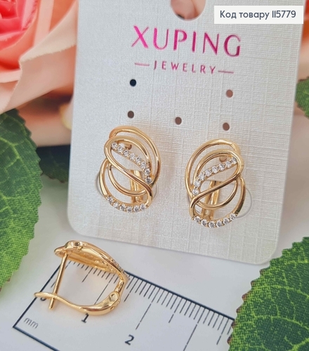 Серьги "Севилья" с камешками, 1,5см, англ. зам. Xuping 18К 115779 фото 2