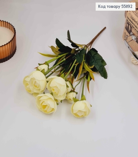 Композиция "Букет МОЛОЧНЫЕ ПИОНЫ 5шт (3см)+ 5шт (2см)", высота 32см 551192 фото 2