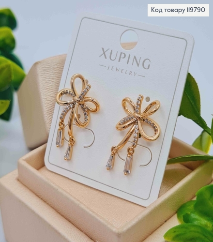 Серьги гвоздики "Цветок" с Блестящими камешками, размер 1,9 см, Xuping 18K 119790 фото 3
