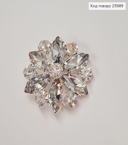 Брошка метал Цветок серебро с каимушками 4,5х4,5см 235189 фото 3