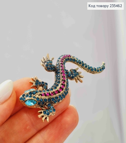 Брошь "ХАМЕЛЕОН" украшена Блестящими камнями, 6,5см. 235462 фото 3