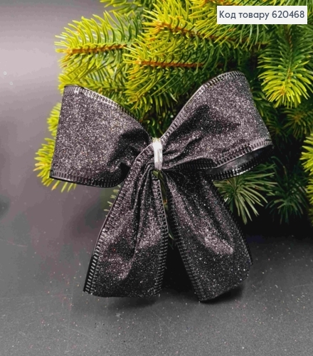 Бант новорічний з блиском  ЧОРНИЙ 9*8см (4см стрічка), ручна робота, Україна 620468 фото 2