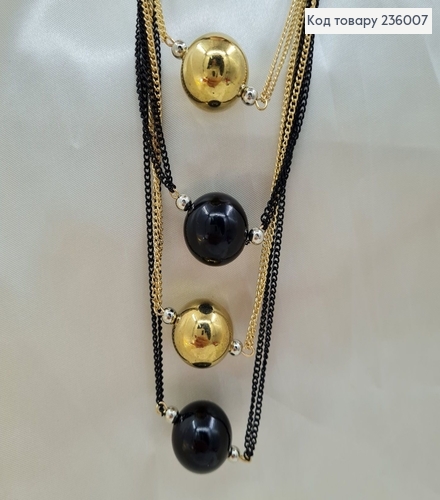 Бижутерия на шею подвеска с шаром Чорный/золото 68 см 236007 фото 2