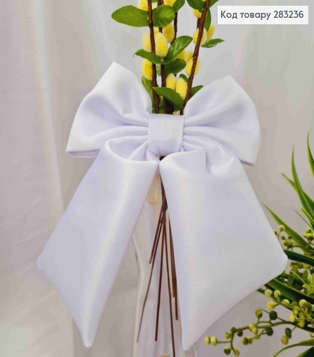 Повязка для корзины Бантик, цвета Белый на завязках, плотный атлас, 13*17см, ручная работа 283236 фото 2
