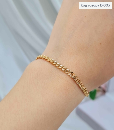 Браслет плетіння НОНА, довжина 19см, ширина 3,5мм, Xuping 18K 151003 фото 2