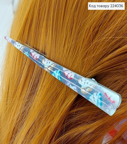 Заколка стрела металл разноцветные листочки 12,5 см 224036 фото 2