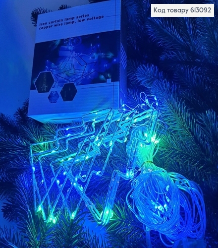 Гирлянда шторка Елка (8 шт) белая проволока 4*0,5-0,65 м цветная(с удлинителем) 613092 фото 2