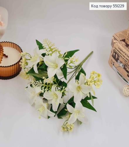 Композиция "Семь белых лилий (5см) с молочными добавками" высотой 33см 551229 фото 2