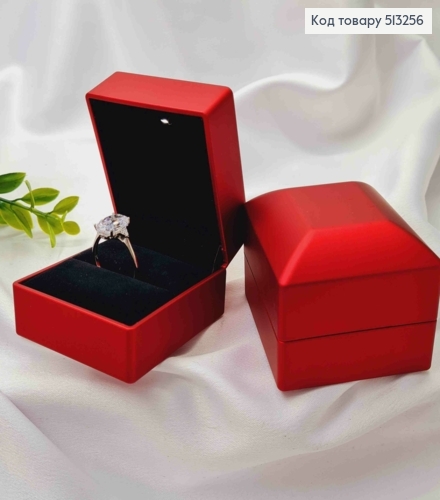 Коробка матовая ювелирная КРАСНАЯ с подсветкой, размер 6,5*6*5см 513256 фото 2