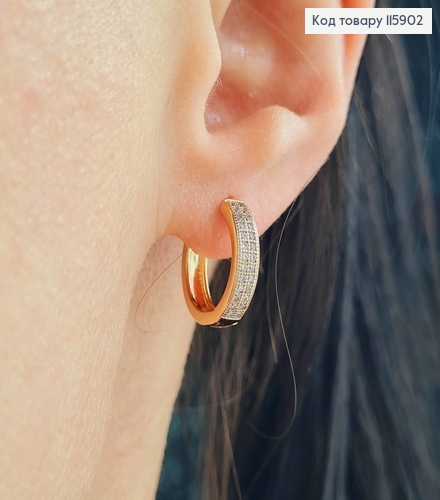 Серьги кольца 1,5см, с двумя строчками камней, Xuping 18K 115902 фото 2