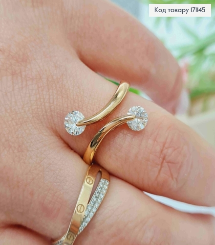 Кольцо с Двумя Яркими камешками, Xuping 18К 171145 фото 2